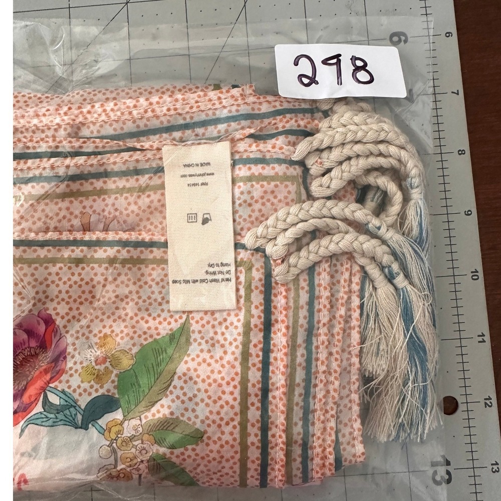 Johnny Was NWTThe Nani Silk Square Scarf Shawl Pink Floral Polka Dot Tassel Boho - Picture 12 of 12